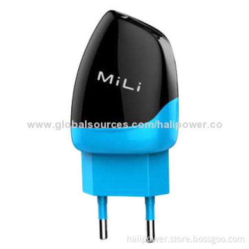 EU plug wall charger with dual outputs